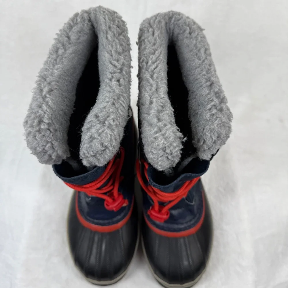 Sorel Yoot Pac Nylon Waterproof Snow Boots Navy Blue Red NY1879-464‎ Kids Size 5